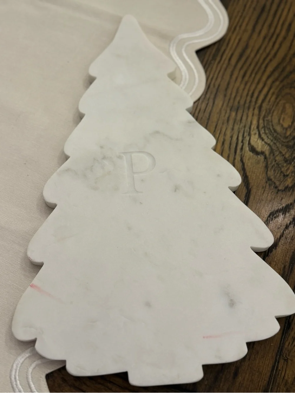POTTERY BARN TALL MARBLE TREE CHEESE BOARD 16
